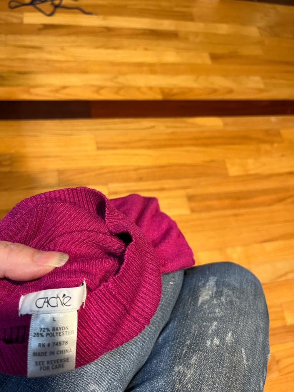 Cache Magenta Ruffle-Front Turtleneck Sweater - Picture 3 of 3
